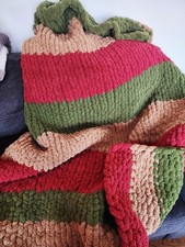 New Handknitted Chunky Yarn Plush Throw Blanket
