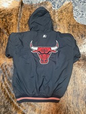Vintage Starter Chicago Bulls Parka Jacket Mens L Button Up Snap Zipper 90  s