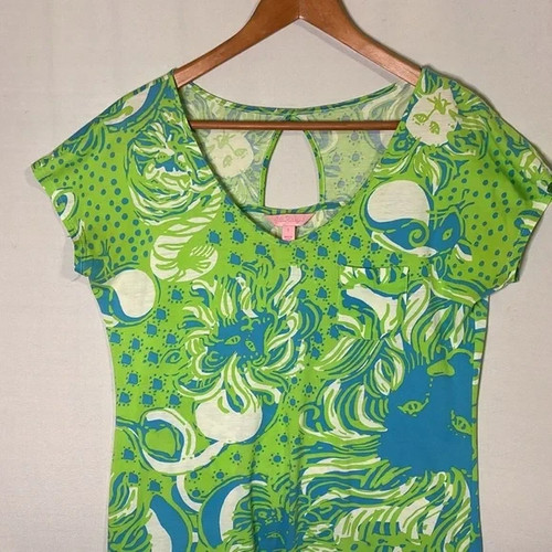Lilly Pulitzer Daniella Roar Of The Jungle Short Sleeve Dress Small - Picture 2 of 5