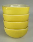 Pyrex Small Square Yellow Bowl 407 -7oz Lot Of 4 Vintage USA Pottery Dipping