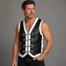 Motorcycle Vest Leather Custom Motorbike Rider Waistcoat Hand Braided Biker Vest