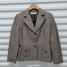 Tahari Arthur S Levine Blazer Size 8 Womens Brown Textured 3-Button Jacket Lined