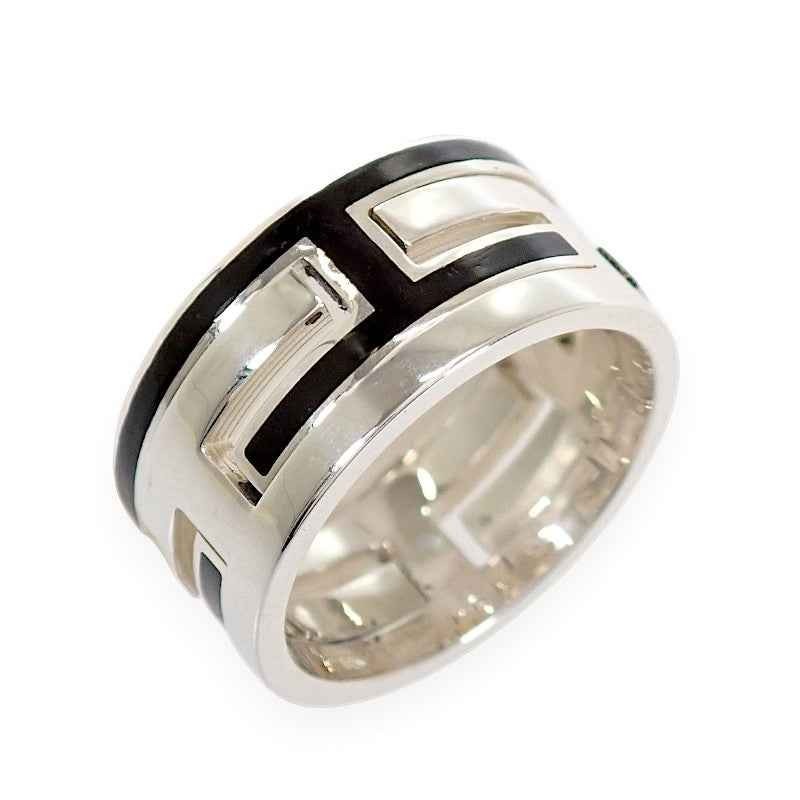 HERMÈS Move H Ring US Size 6 Silver 925 Black Unisex Ring ISY
