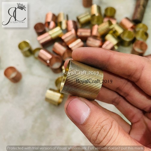 Cigar Brass Band, Grid Check Pattern 15mm Wide Ring (BAND WIDE, SEE in SPECIFY) - Picture 4 of 4