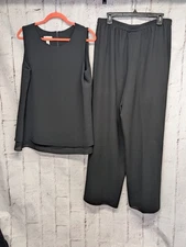 Talbots 2 Piece Set Black Classic Layered Tank & Pants Separates Size 16 USA