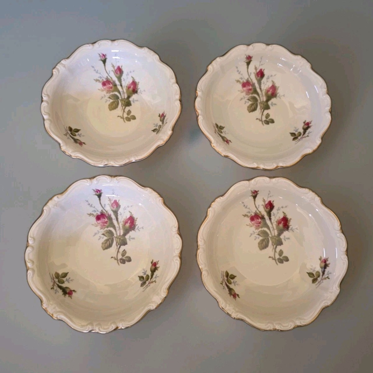 値下！【VINTAGE】Rosenthal トム・ウェッセルマン　飾皿　31cm SELB GERMANY, POMPADOUR MOSSY ROSE ROSENTHAL VINTAGE ~ SET/4 FRUIT