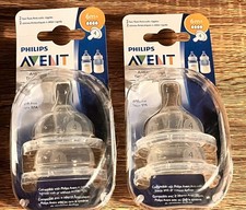 LOT OF 2- NEW-Philips Avent AntiColic Baby Bottle Nipples 6M FastFlow BPA Free