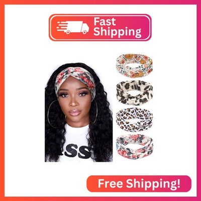 DRESHOW 4 Pack Boho Non-Slip Headbands for Women Girls Yoga Workout Running Knot