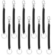 10Pcs Retractable Coil Springs Keychain Spiral Cord Coil Keychain Black 