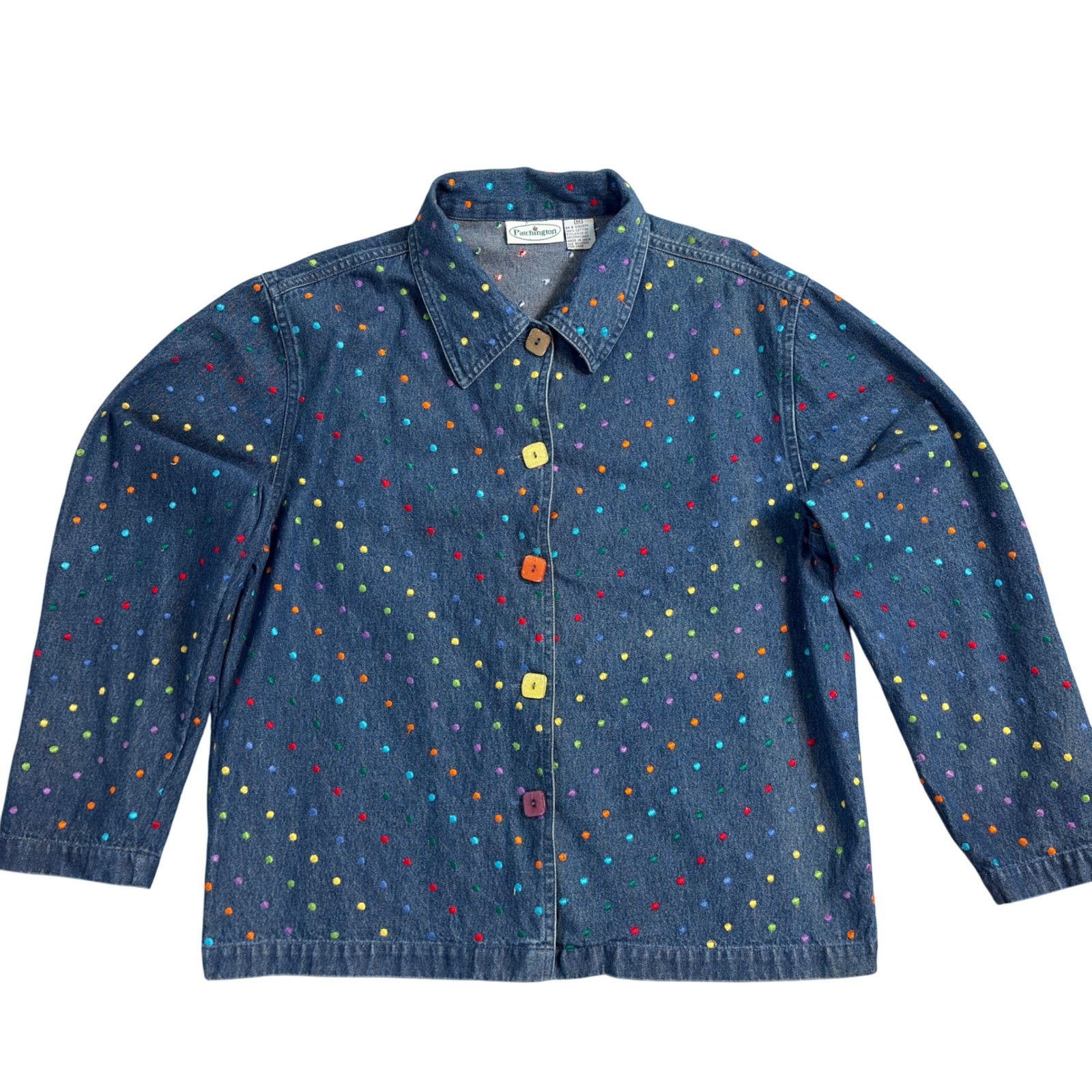 Vintage Patchington Denim Jacket  Embroidered Pol… - image 1