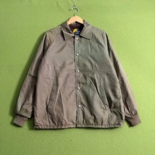 Vintage Sears Coach Jacket Mens L Olive Green Faux Fur Lined Nylon Made in USA