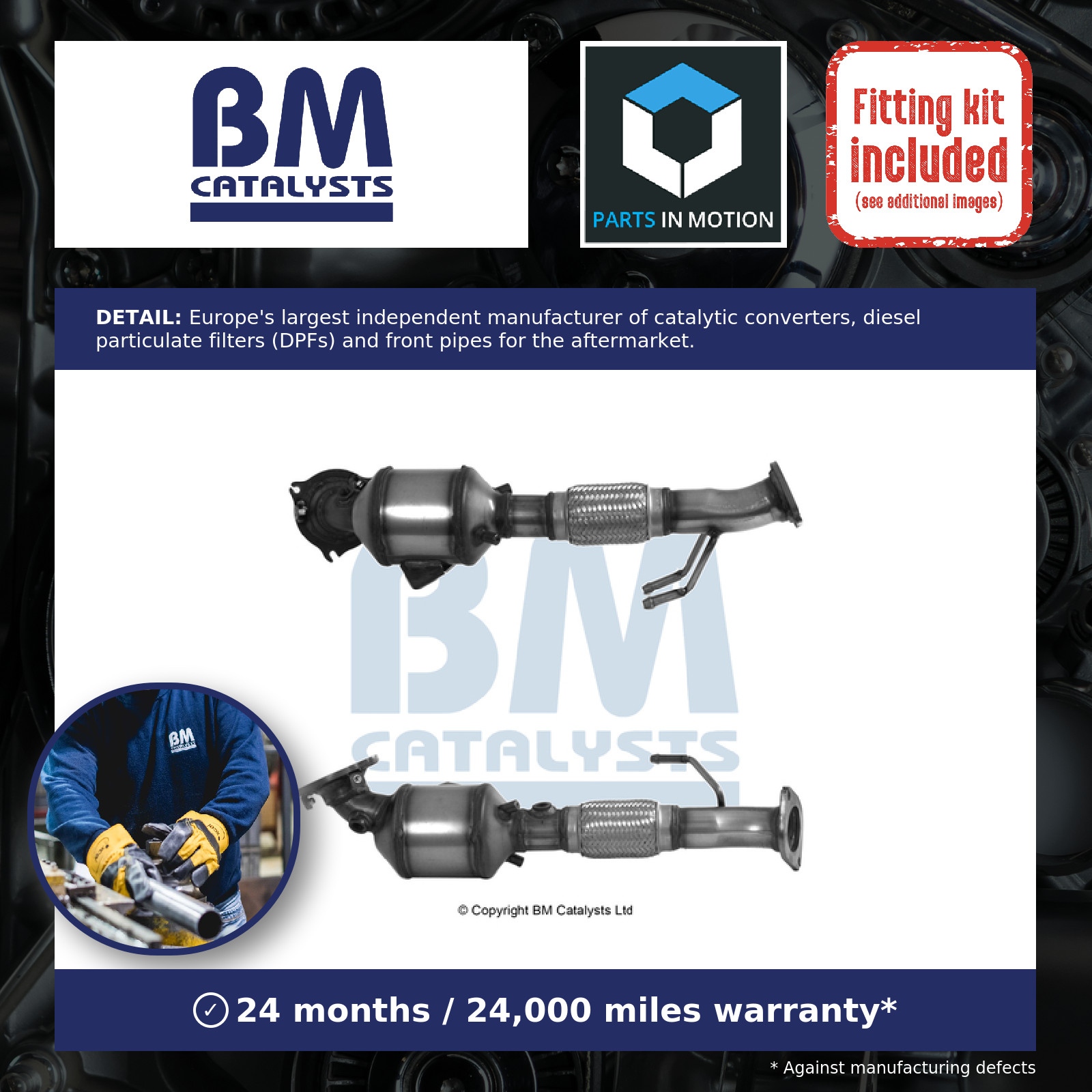 Catalytic Converter Type Approved + Fitting Kit Front BM92133HK BM Catalysts New