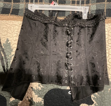 Women’s Black Underbust Lace-Up Boned Floral Lace Corset Strapless Plus 2XL