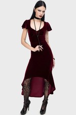 Maxi abito donna Killstar Hadean Muse rosso scollo a V manica corta gotico alternativo