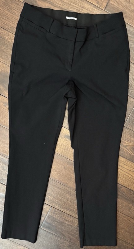 Lane Bryant Women's Black Flat Front Solid Pants Rayon Nylon Spandex