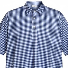 Collars  Co. Dress Collar Polo Blue  White Gingham Plaid Golf Shirt Men  s 2XL