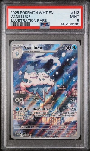 2025 POKEMON WHT EN-WHITE FLARE ILLUSTRATION RARE #113 VANILLUXE PSA 9