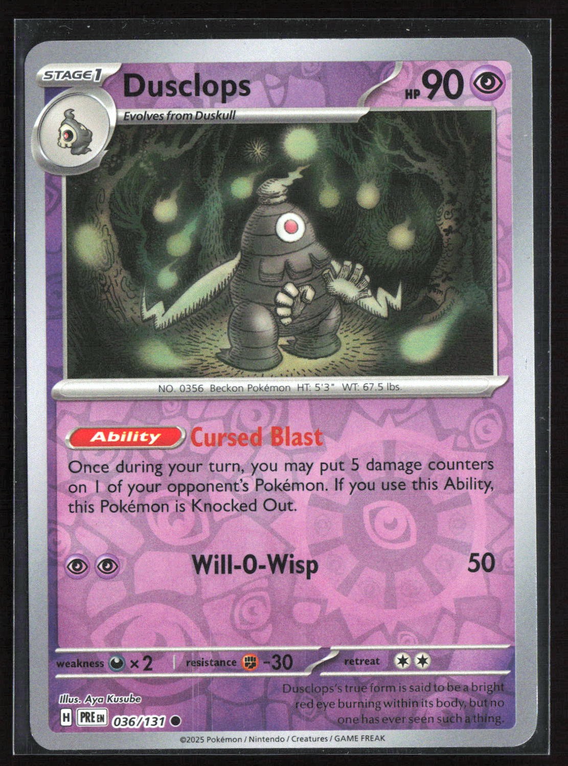 Dusclops Reverse Holo Common SV: Prismatic Evolutions 036/131 LP