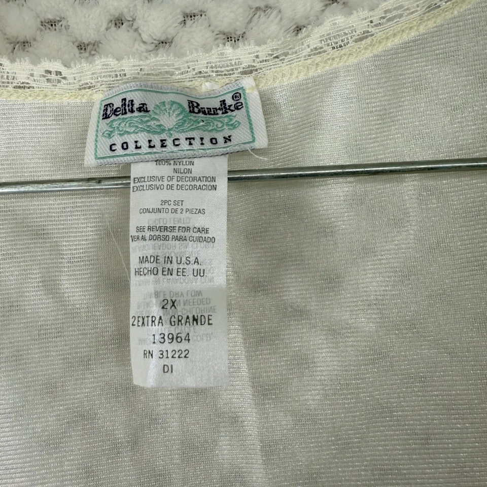 Delta Burke Collection 2 piezas 2XL conjunto de camisón y bata con adornos de encaje marfil nupcial Foto 3 de 4