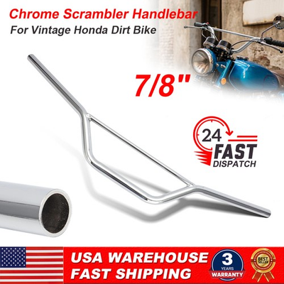 #ad #ad 7 8quot; Chrome Scrambler Motorcycle Bars 31 3 4quot; Width for Vintage Honda Dirt Bike $50.34
