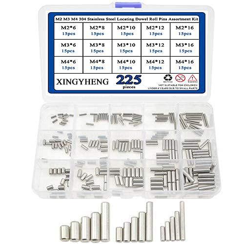 225PCS 15 Kinds M2 M3 M4 304 Stainless Steel Locating Dowel Pins Assortment Pin