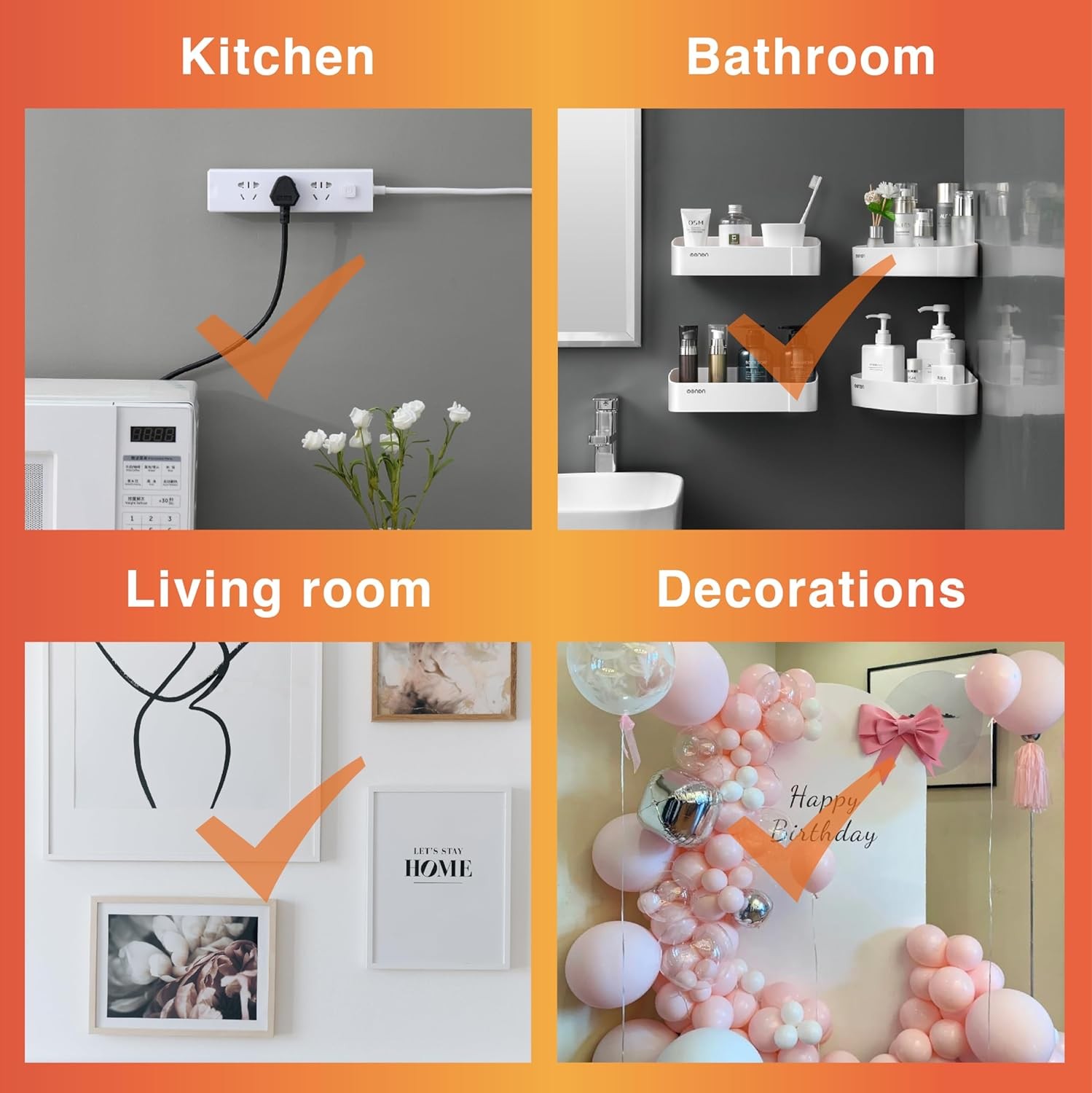 32-Pairs(64 Strips) Medium Picture Hanging Strips, Hook and M-32 Pairs, White 