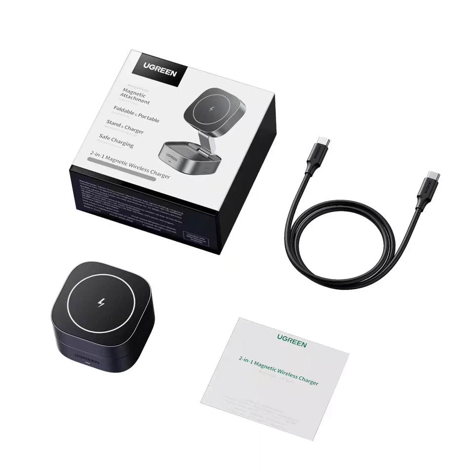 UGREEN MagFlow 2-in-1 Wireless Charger for iPhone 17 16 AirPods stand station - Image 4 of 4