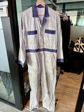 VINTAGE Men's White/Blue Mechanic Coveralls Size Medium/30x30