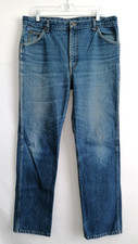 Roebuck Mens Blue Jeans tag 38x32 Mea 36x32 Straight Distressed Denim USA Made