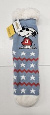 Peanuts Snoopy Sherpa Lined Socks Blue Joe Cool Slippers Non-Slip One Size NEW