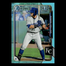 Roman Collins #122 2015 Bowman Chrome Draft Sky Blue Refractor Royals Baseball