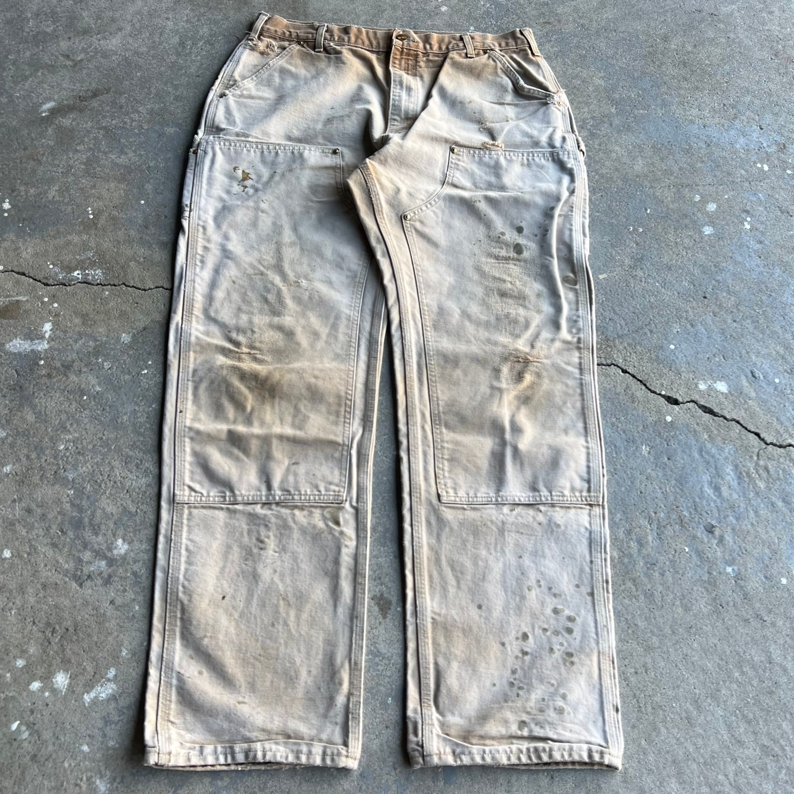 Vintage carhartt faded brown double knee work wear carpenter pants
