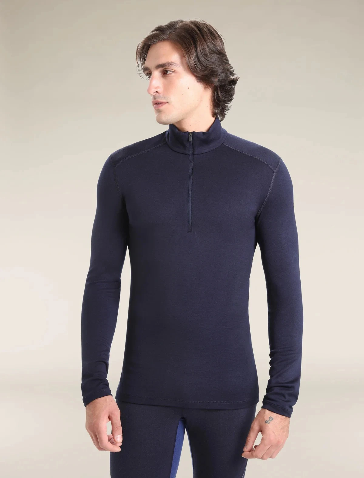 icebreaker Men's Merino 260 Tech Long Sleeve Half Zip Thermal Top Small Navy