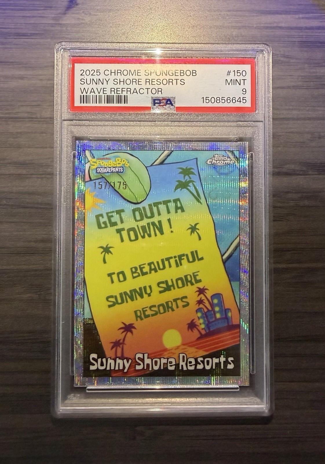 2025 Topps Chrome SpongeBob Sunny Shores Resorts Wave Refractor #150 PSA 9 /175