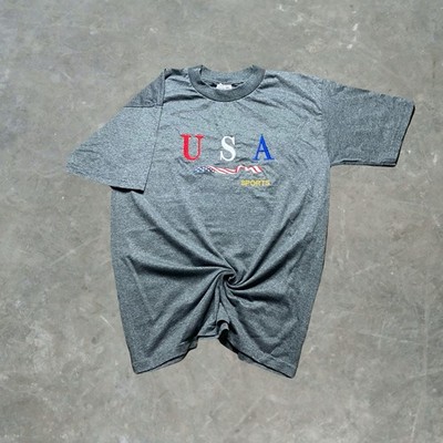 Vintage 90s USA Sports TND Tornado Activewear Embroidered T Shirt Mens M Gray