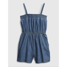 GAP Kids Denim Chambray Smocked Romper Jumpsuit Girls Medium 8 Summer