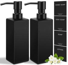 Black Soap Dispenser, Hand Soap Dispenser Bathroom, 12oz Glass Soap Dispenser wi