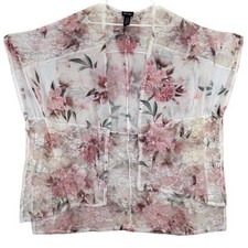 Brittany Black Floral Lace Kimono Cardigan Sheer Lightweight Women's Size S