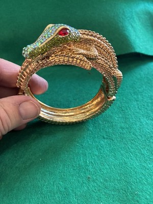Vintage Butler und Wilson goldfarben und Kristall Krokodil Armreif Armband