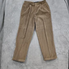 Tommy Hilfiger Corduroy Pants Mens 36x33* Straight Beige Pleated Cuffed Preppy
