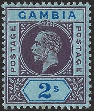 Gambia 1912-22 KGV 2s Purple & Blue/Blue Wmk:MCCA  SG.99 Mint (Hinged) Cat:£12