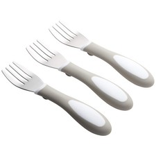 My First Meal Pal Stainless Steel Forks Toddler Silverware White Light Grey 3 PK