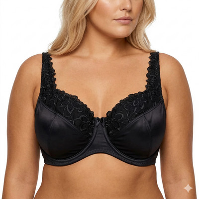 Damen BH Nuance Wire Bra Schwarz mit Spitze 80 und 85 Cup C - D (911)  NEU
