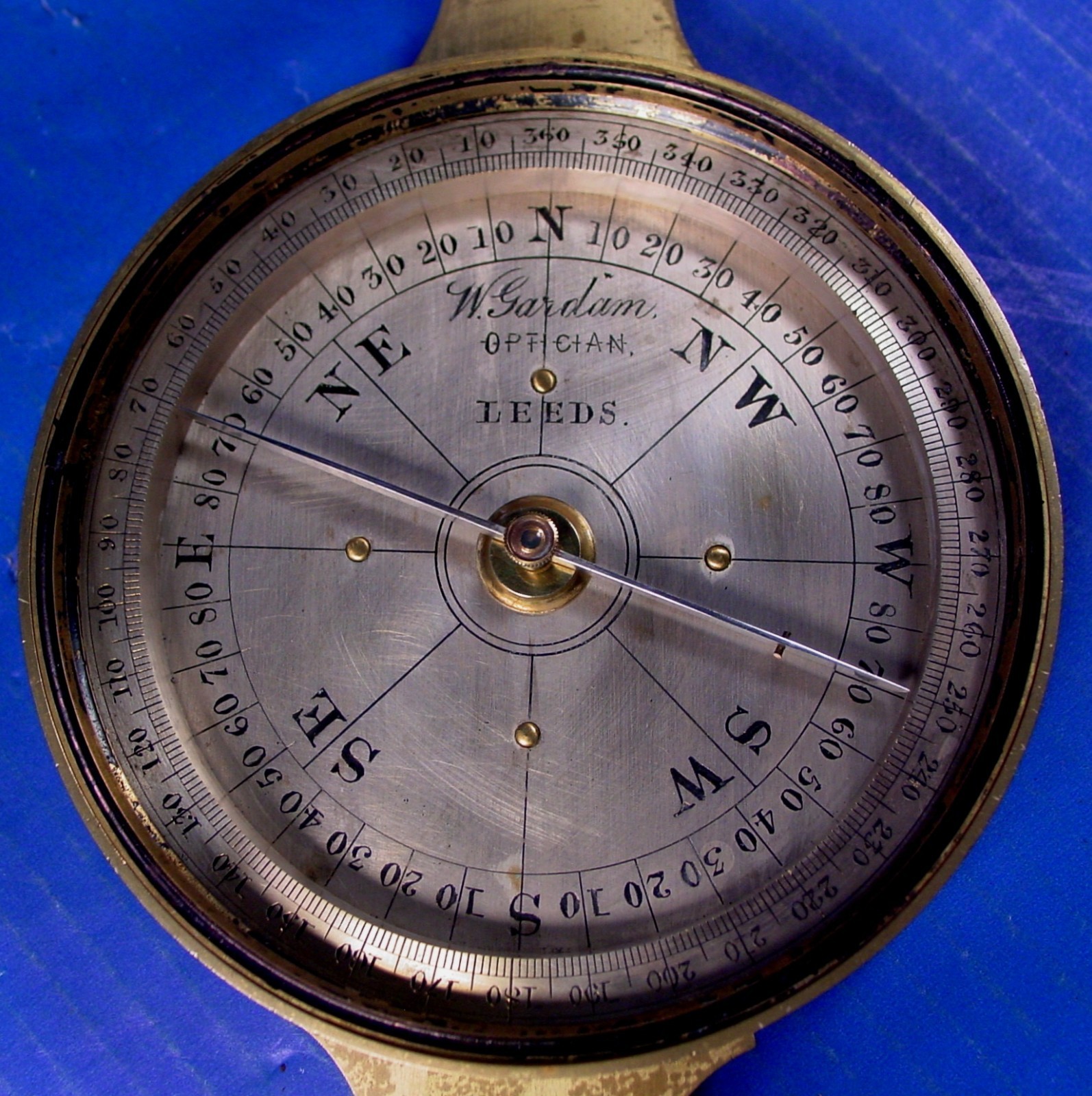 1848 William Gardam Compass folding Sight Vanes -  Rare Early Compass