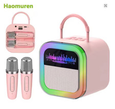 Haomuren Mini Karaoke Machine Bluetooth Speaker w/ 2 Mics for Kids