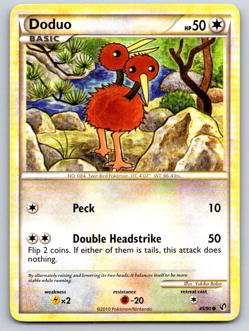 Doduo 45/90 Common HGSS Undaunted Pokemon Lightly Played