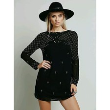 NWT Free People Unchain My Heart Short Beaded long sleeve dress Sz5