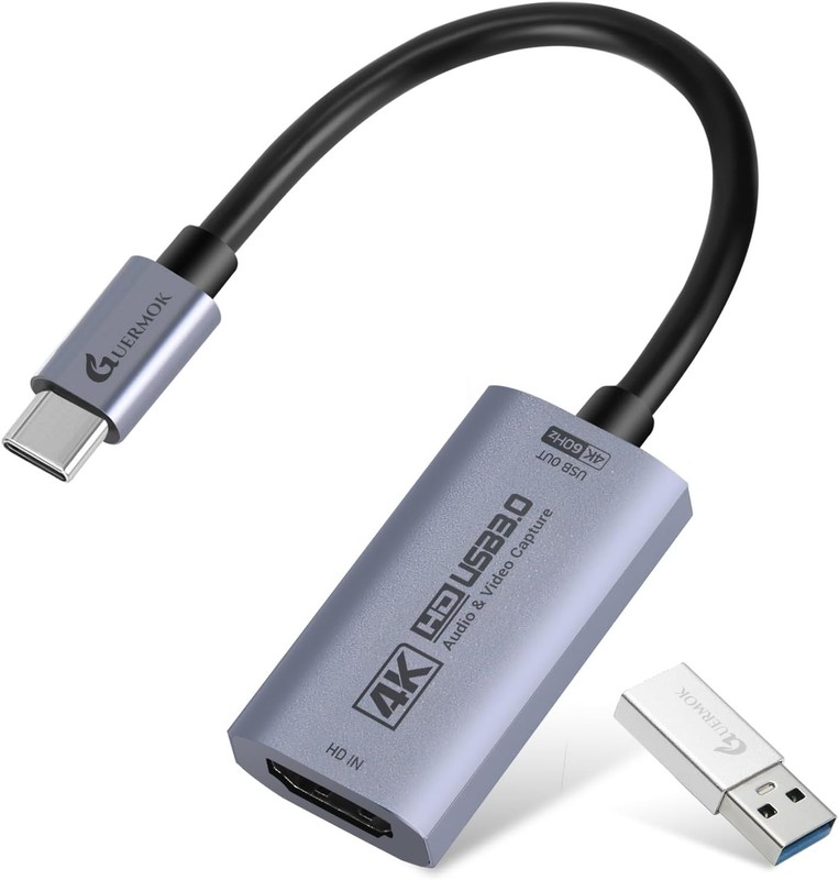 Guermok HDMI Capture Card 4K@60FPS, 1080P@240FPS USB 3.0 HDMI to USB A/C