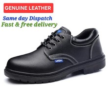 Mens Leather Safety Shoes Work Boots Steel Toe Non-Slip Anti Puncture Anti Smash