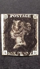 Queen Victoria GB Penny Black SG.2 Pl.8 Used Black MX 4 Large Margins Quality VF